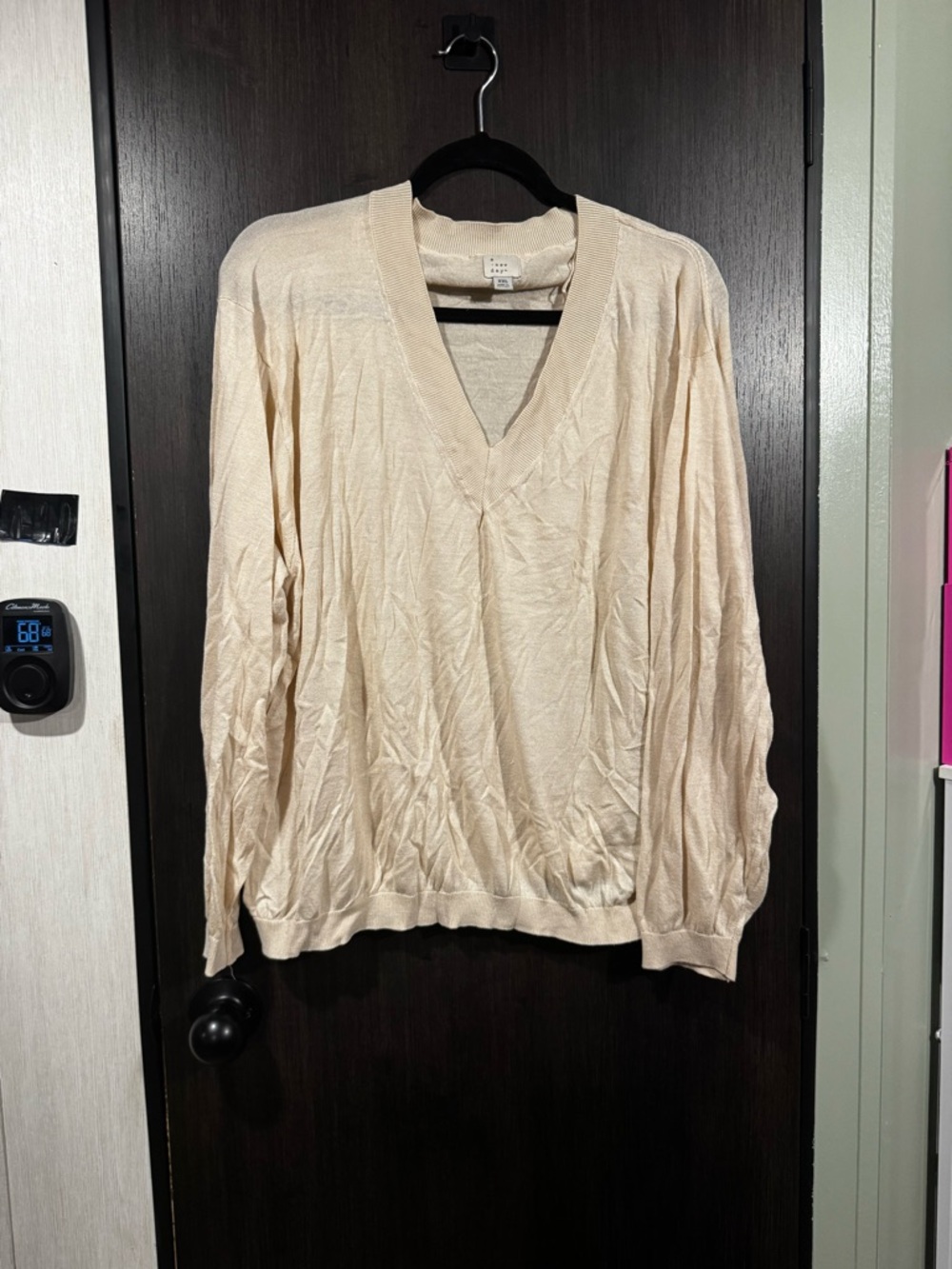 a new day Cream V-Neck Lightweight Sweater